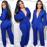 Sexy Solid Deep V Neck Tight Jumpsuit AIL-224