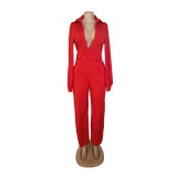 Sexy Solid Deep V Neck Tight Jumpsuit AIL-224