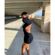 Sexy Solid Color Backless Bodycon Dress ASL-6609