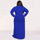 Plus Size Solid Tie Up Long Shirt Dress NNWF-7710