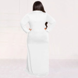 Plus Size Solid Tie Up Long Shirt Dress NNWF-7710