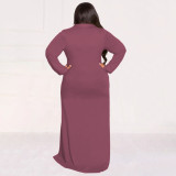 Plus Size Solid Tie Up Long Shirt Dress NNWF-7710