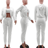 Casual Sports Camisole Hooded Coat And Pants 3 Piece Set TK-6257