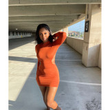 Sexy Solid Color Backless Bodycon Dress ASL-6609