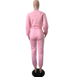 Casual Sports Solid Sweatshirt Two Piece Pant Set WAF-788306