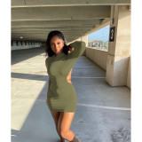 Sexy Solid Color Backless Bodycon Dress ASL-6609
