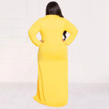 Plus Size Solid Tie Up Long Shirt Dress NNWF-7710