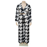 Plus Size Printed Long Sleeve 2 Piece Pants Sets NNWF-7612