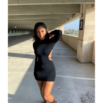 Sexy Solid Color Backless Bodycon Dress ASL-6609