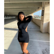 Sexy Solid Color Backless Bodycon Dress ASL-6609