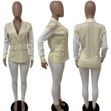 Casual Patchwork Suit Button Jacket And Tight Pant Sets LSD-83136