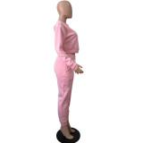 Casual Sports Solid Sweatshirt Two Piece Pant Set WAF-788306