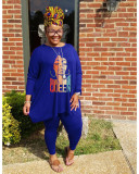 Plus Size Fashion Print Loose Top And Pant 2 Piece Set WAF-7099226