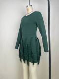 Fashion Solid Color Tassel Slim Mini Dress MDF-5334