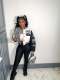 Fashion Print Rib Patchwork Baseball Jacket NYF-8123