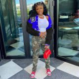 Letter B Print Patchwork Short Jacket WSYF-5953