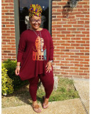 Plus Size Fashion Print Loose Top And Pant 2 Piece Set WAF-7099226