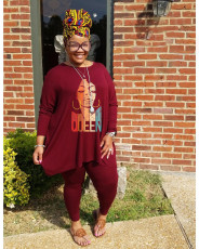 Plus Size Fashion Print Loose Top And Pant 2 Piece Set WAF-7099226