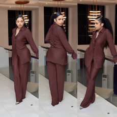 Casual Solid Color Long Sleeve Pant 2 Piece Set CM-8638