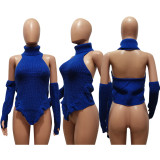 Knit Turtleneck Fake Sleeves Finger Hole Irregular Sweater CM-8639