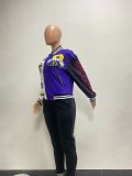 Fashion Print Rib Patchwork Baseball Jacket NYF-8123