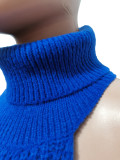 Knit Turtleneck Fake Sleeves Finger Hole Irregular Sweater CM-8639