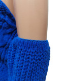Knit Turtleneck Fake Sleeves Finger Hole Irregular Sweater CM-8639