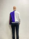 Fashion Print Rib Patchwork Baseball Jacket NYF-8123