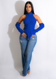 Knit Turtleneck Fake Sleeves Finger Hole Irregular Sweater CM-8639
