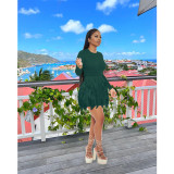 Fashion Solid Color Tassel Slim Mini Dress MDF-5334