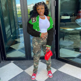 Letter B Print Patchwork Short Jacket WSYF-5953