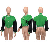 Letter B Print Patchwork Short Jacket WSYF-5953