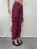 Zip Tie Solid Color Casual Pants OLYF-6109