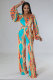 Fashion Print Long Sleeve Straight Jumpsuit XHXF-8653