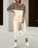 Plus Size Fashion Print Patchwork Long Sleeve Pant Suits GSRX-7102