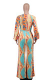 Fashion Print Long Sleeve Straight Jumpsuit XHXF-8653