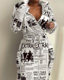 Plus Size Casual Print Elastic Waist Midi Dress GSRX-7100