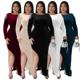 Plus Size Metal Tassel Irregular Dress NNWF-7711