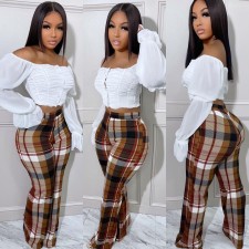 Fashion Plaid Print Straight Pants LSD-83149