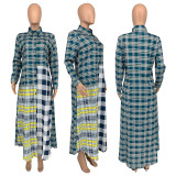 Plus Size Plaid Print Long Sleeve Maxi Shirt GLF-08082