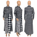 Plus Size Plaid Print Long Sleeve Maxi Shirt GLF-08082