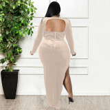 Plus Size Metal Tassel Irregular Dress NNWF-7711