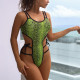 Fashion Snake Print Bandage One-Piece Swimsuit CASF-6483