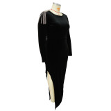 Plus Size Metal Tassel Irregular Dress NNWF-7711