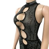 Hot Drilling Mesh See-Through Sleeveless Jumpsuit BY-6017