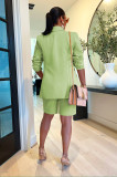 Fashion Solid Long Sleeve Blazer And Shorts Two Piece Set AIL-205
