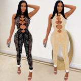 Hot Drilling Mesh See-Through Sleeveless Jumpsuit BY-6017