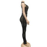 Hot Drilling Mesh See-Through Sleeveless Jumpsuit BY-6017