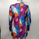 Casual Print Long Sleeve Blazer XMY-9393