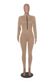 Casual Sports Zipper Long Sleeve Jumpsuit MZ-2764